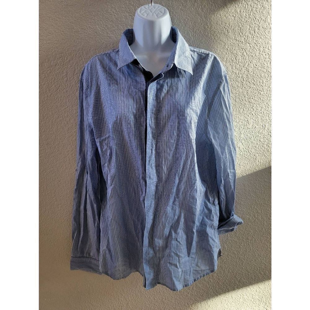 Armani Exchange Men's Blue Plaid Long Sleeve Button Up Shirt Size Large